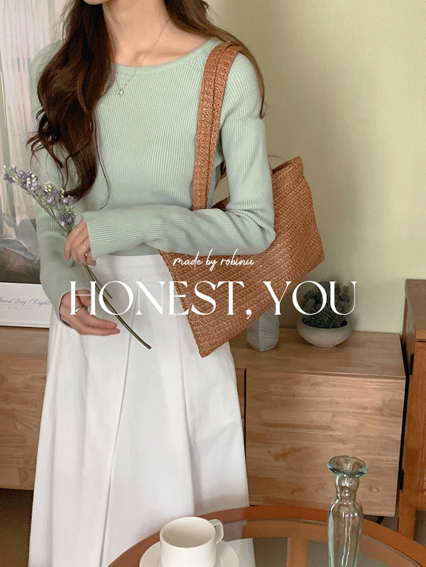 [HONEST,YOU] 오브니 슬림 골지 니트 - knt(4color)로빈유