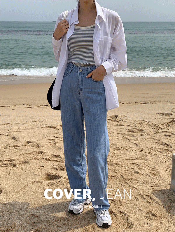 [COVER JEAN] 썸머 쿨 와이드 데님pt (middle blue ver.) - 3size(S,M,L)로빈유