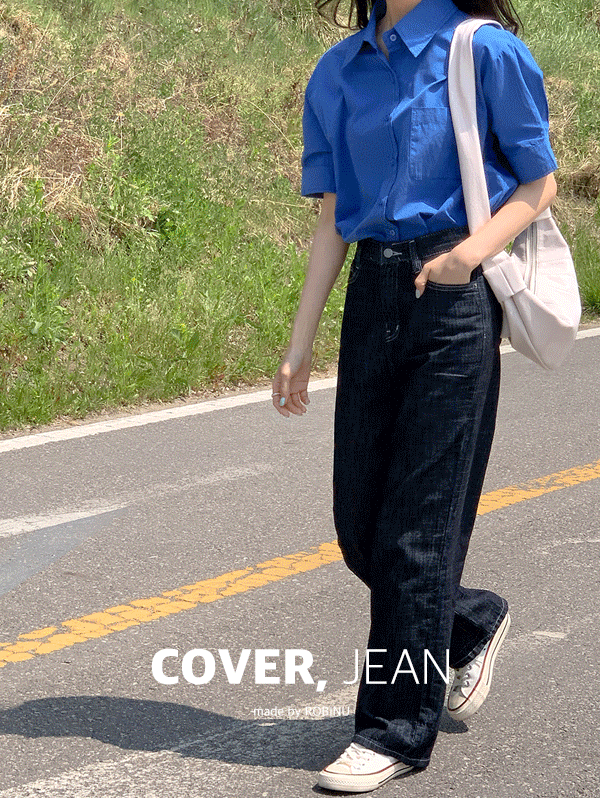 [COVER JEAN] 썸머 쿨 와이드 데님pt (dark blue ver.) - 3size(S,M,L)로빈유
