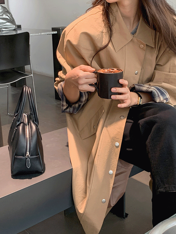 오즈 체크 배색 트렌치 코트 - ct(3color)로빈유