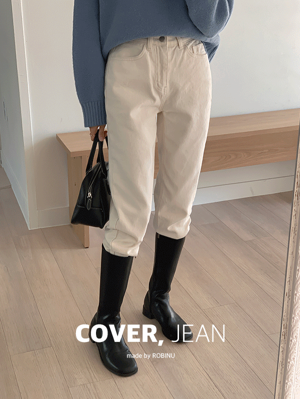[COVER JEAN] 마룬 기모 일자핏 크림 팬츠 - pt(S,M,L)로빈유