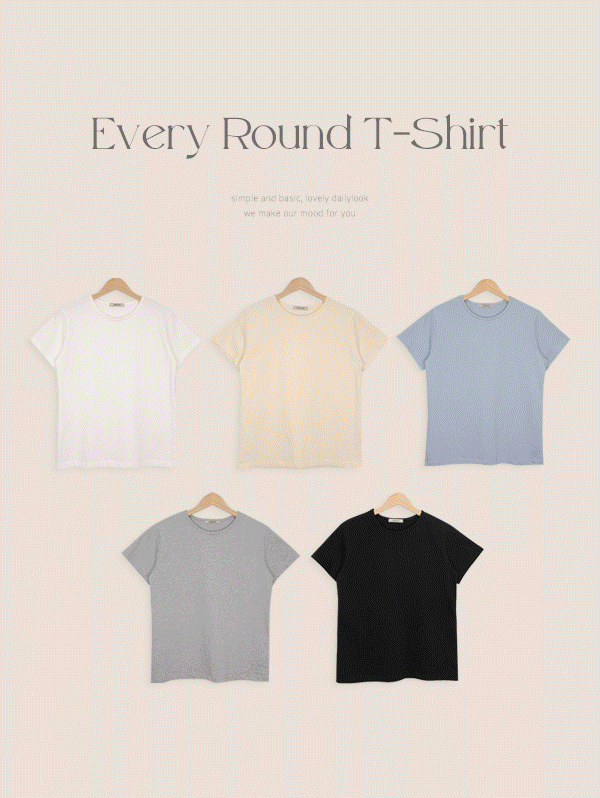 [U-KET!] [HONEST, YOU] 에브리  실켓 라운드 반팔 티셔츠 - t(5color)로빈유